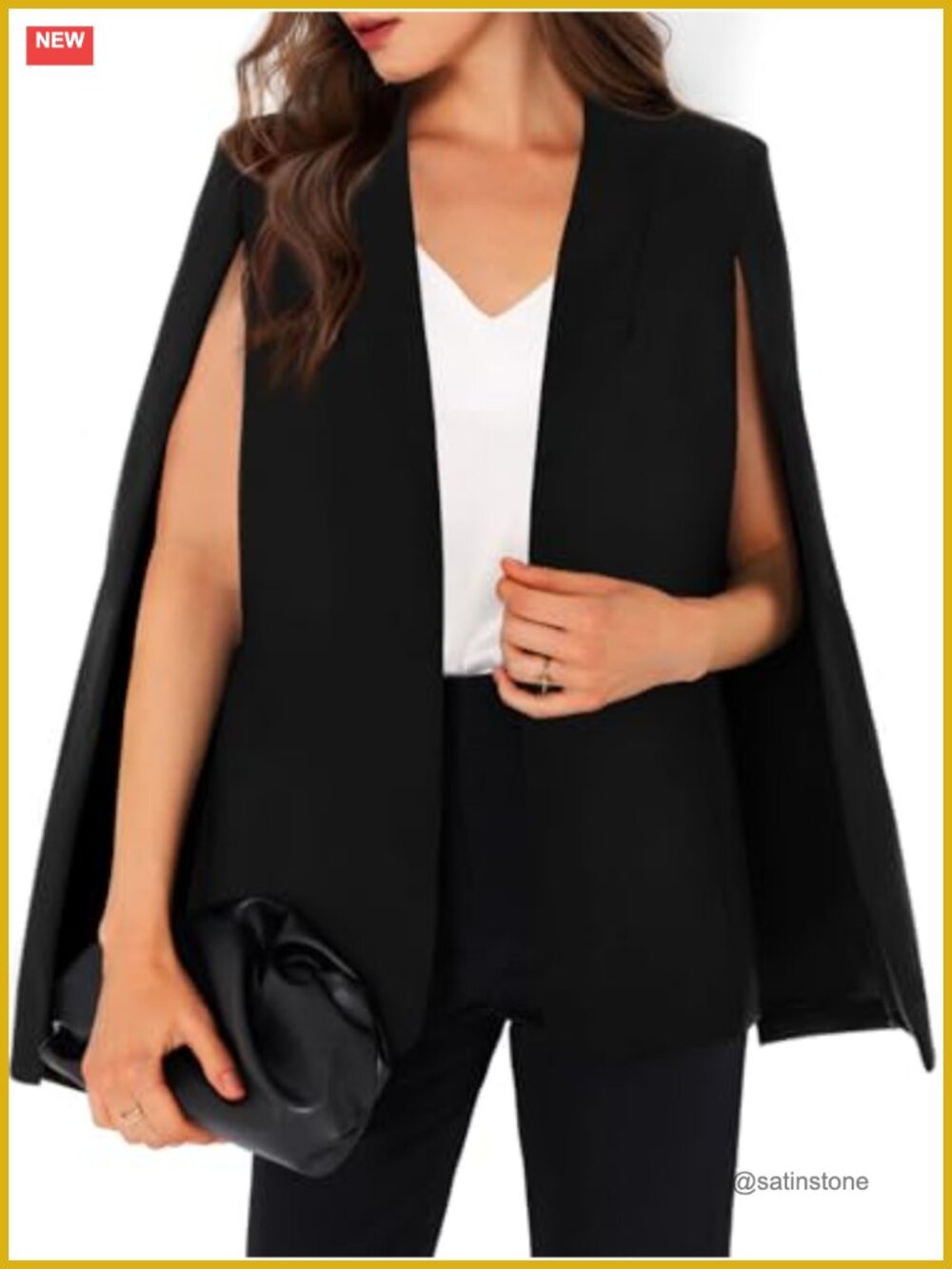 Women's Cape Blazer Split Sleeve Open Front Casual Work Jacket